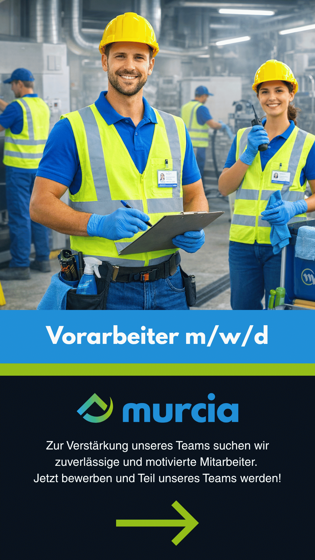 Werden sie teil unseres teams! Wir bieten ihnen sichere arbeitsplätze, ein modernes umfeld und vielfältige entwicklungsmöglichkeiten in der gebäudedienstleistung.